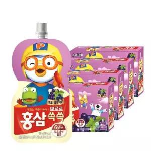 팔도 뽀로로 홍삼쏙쏙 음료 포도블루베리40입 우리아이 유치원 어린이집 학원 초등학생 선물 간식 100ml