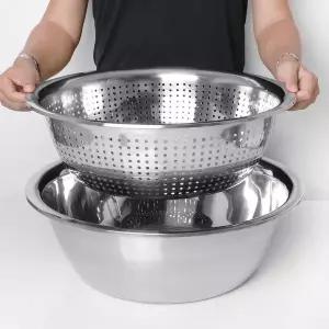 [오브쿡스]스텐 다라이 2종세트 (55+50cm) / 대용량 김장 김치 대야 양푼 채반