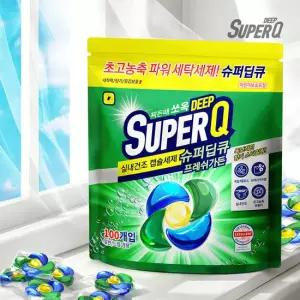 슈퍼딥큐 5in1 프레쉬가든 100개 캡슐세제 실내건조 고농축 대용량 세탁 드럼세탁기 세제