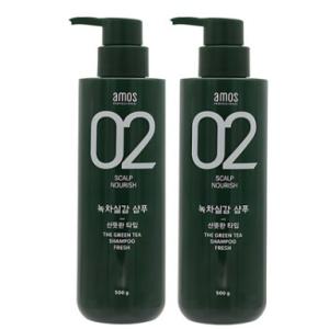 아모스 녹차실감 지성두피 프레쉬 샴푸 500g 2개