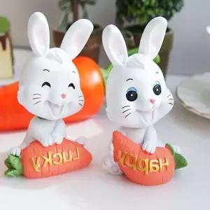 샬라라 행복한 당근 토끼 미니어처 소품 2종 세트 선반 장식