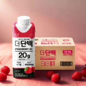 빙그레 맛있는 프로틴음료 더단백 드링크 딸기 250ml 18개 고단백저당