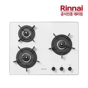 린나이 3구빌트인 가스레인지 자동불꽃조절센서 펄크리스탈 RBR-P3511WD 화이