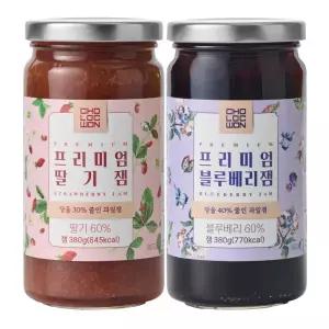 초록원 프리미엄과일잼380g x 2개 (딸기잼+블루베리잼)