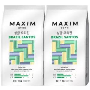 맥심 싱글오리진 브라질 산토스 원두커피 1kgX2개