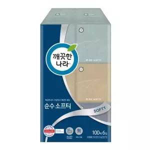 미용티슈 깨끗한나라 100매X6입 먼지적은