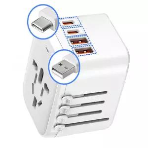 PCY004 전세계 여행용 멀티어댑터 4포트 PD+QC3.0 20W 고속충전 프리볼트