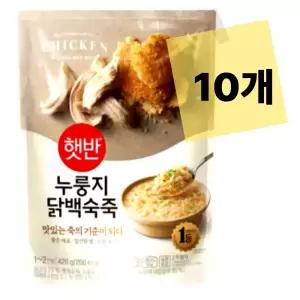 CJ 햇반 듬뿍 누룽지닭백숙죽 420g, 10개