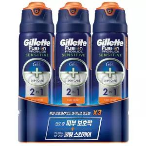 질레트퓨전프로글라이드센서티브 2in1 면도젤170g 3개
