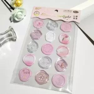 봉투테이프 실링 왁스 스티커 핑크 청첩장 보안 포장 원형