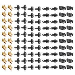 Zosgrow 100 PCS 차체 펜더 범퍼 스플래시 가드 고정 클립, U 클립 리벳 패스너 및 언더트레이 나사 키트, 유니버설 자동차 엔진 언더 커버 볼트, 대부분의 차량(블랙)용