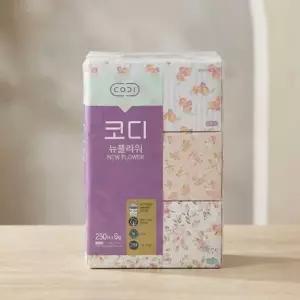 코디 뉴플라워 미용티슈, 250매 6입 x 2개(총 12개입)