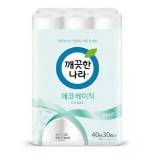 깨끗한나라)에코베이직화장지(40MX30롤)