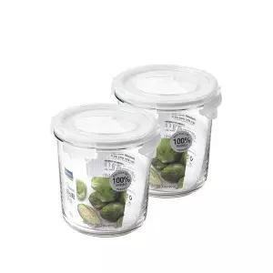 글라스락 클래식 화이트에디션 원형 도어포켓 720ml 2조 세트 237934