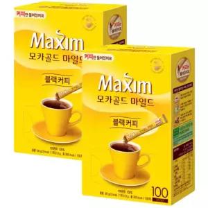 맥심 모카골드 블랙커피 커피만 200T (100T입x2박스) 모카골드커피 커피