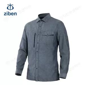 셔츠 지벤 ZB-Y1441 춘하셔츠 긴팔 가슴포켓 코튼 멜란지 스티치 근무복 작업복 워크웨어