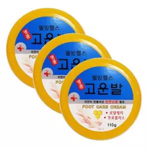 웰빙헬스 명품 고운발 110g 발뒤꿈치 발각질 굳은살 로열젤리 발보습 크림 110g 3개 부드러운발