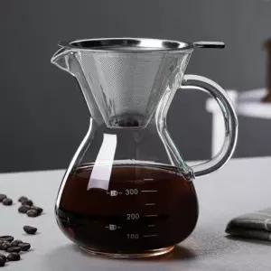 (로하티) 소울카페 필터 드립서버 세트(400ml) (핸들) 커피 원두 추출기 투명 유리 까페