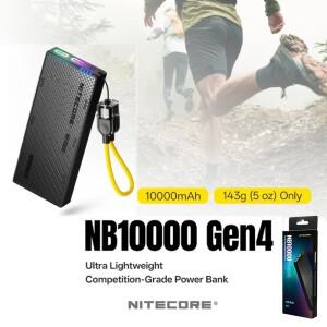 NITECORE NB10000 Gen4 9V 22.5W 고속 충전 탄소 섬유 보조베터리 10000mAh 모바일 야외용 IPX7 듀얼 USB-C