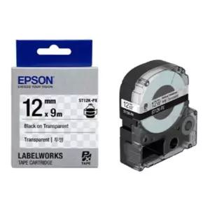EPSON 라벨 테이프 12mm ST12K 투명 검정/엡손/앱손/프린터/용지/라벨지/리필/스티커/라벨기/정품/카트리지