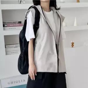 후드 조끼 나일론 여름 고프코어 오버핏 여성 바람막이