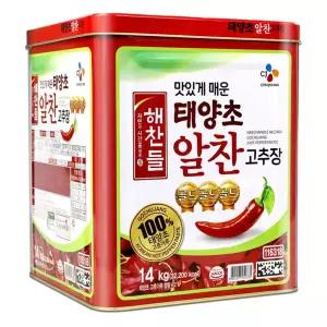 빠르미쇼핑 CJ 해찬들 태양초 알찬고추장 14kg 업소용 대용량 말통 고추장