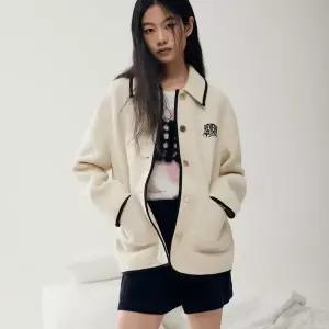 [ZOOC]알파카 블렌디드 니트 배색 하프 자켓