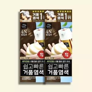 미장센 쉽고빠른 거품 염색약 80g 4N(짙은갈색) 2개 새치커버 흰머리