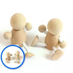 위월천 목각 끈 인형 2개 세트 나무 마리오네트 공예 장식용 가족나무인형 크리스마스소품