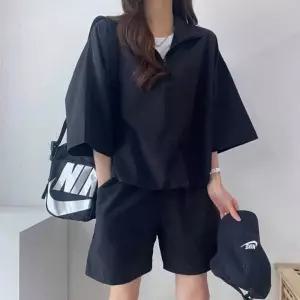 운동 트레이닝 츄리닝 세트 반팔 반바지 여자 아노락