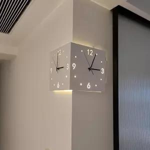 양면시계 LED 무선 화이트(조명없음) 코너 이사선물 인테리어 무타공벽시계