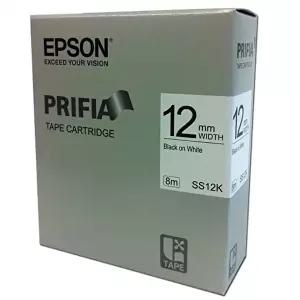 [EPSON]고품질 엡손 라벨테이프12mm SS12K.백/흑글씨.1개 qr코드 스티커주문제작 라벨스티커 바코드만들기