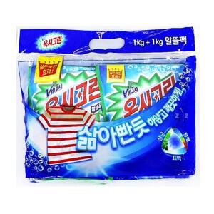 1kg 흰옷빨래 옷삶기 2개입 옷얼룩제거 옥시크린 분말형 분말제 표백 세탁제