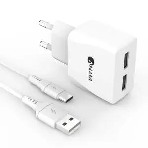 고속충전 USB 2포트충전기 2.1A 듀얼 충전기 C핀[WD714A7]