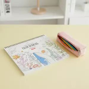 핑크풋 고래 컬러드로잉 쉬운버전 컬러링 DIY 컬러링북 힐링 성인취미 도안 시니어 드로잉