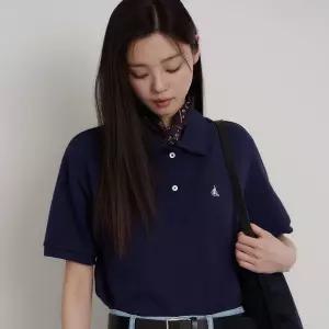 [백화점 정품] 빈폴 레이디스 [SS26]레이온 혼방 오버핏 반소매 폴로 티셔츠 - 네이비 BF6342C12R
