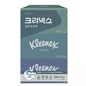 크리넥스 갑티슈 미용티슈 3곽 실크소프트 각티슈 3겹화장지 디스펜서 여행용티슈 휴대용티슈 점보