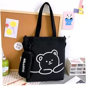 보조 주머니 곰돌이에코백 가방 보조가방 학생 실내화