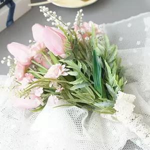 브라이덜샤워 수줍은 튤립 부케 웨딩촬영소품 조화