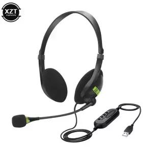 범용 3.5mm 소음 차단 유선 헤드폰 마이크 PC/노트북/컴퓨터용 있는 USB 헤드셋