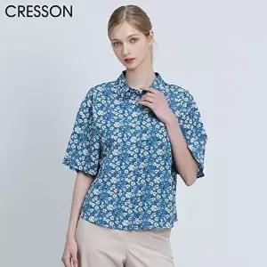 [크레송][크레송(CRESSON)] 아트웍 잔꽃무늬 반팔 셔츠 (택가격: 158000원)