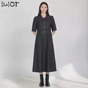[르오트][르오트(LeOT)] 실용성있는 고품격 카라 데님 원피스-사이즈 55~88까지