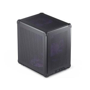 JONSBO C6 블랙 미니 MATX 메쉬 PC 케이스, 심플 컴팩트 데스크톱 마이크로 ATX 섀시, 상부 커버 / 측면 패널 도구 없는 개방형 파워 바이트 (L185mm 최대), 75mm CPU 쿨러, GPU200-255mm 지원