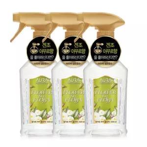 아우라 섬유 향수 탈취제 냄새제거 플라워by플로라 400ml 3개 GST