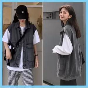 여성청조끼 청조끼 청데님조끼 여자조끼 블랙진조끼 데님오버핏베스트