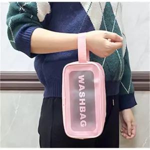 글로벌형제 PVC 반투명 방수 파우치 여행용 세면도구백 다용도 소형 화장품 가방 핸들 목욕가방