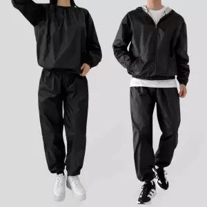 GQQ SF1035-1036 남여공용 땀복 다이어트 러닝 운동 트레이닝 맨투맨세트 후드집업세트
