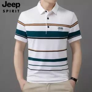 JEEP SPIRIT  남성 반팔 여름 셔츠 스트라이프 카라 티셔츠