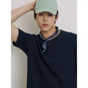 BEANPOLE MEN 레이어드 헨리넥 반소매 티셔츠 - 네이비