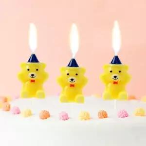 캐릭터초 3개입 초 만세곰 생일초 2세트(옐로우) 해피니스 x